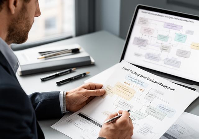 A Dublin entrepreneur reviewing a holding company structure diagram with asset protection layers